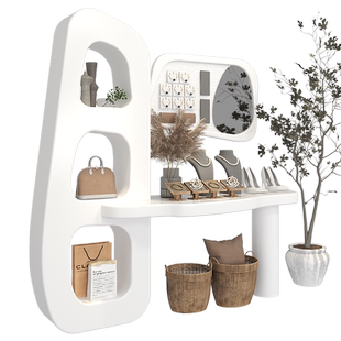 众匠坊女装实体店铺装修设计3D效果图服装店展示架中岛展示台定制