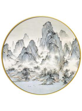 圆形山水挂画餐厅装饰画