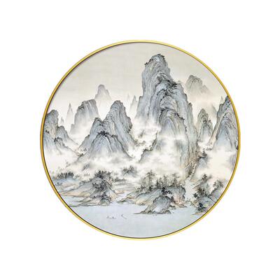 圆形山水挂画餐厅装饰画