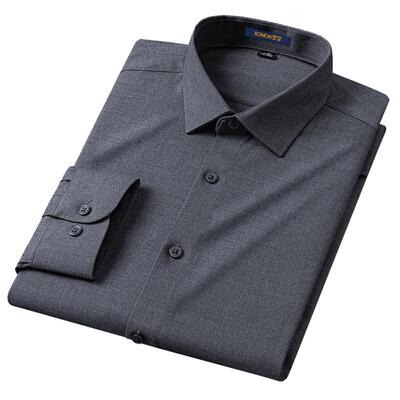 罗蒙春季羊毛商务男士衬衫