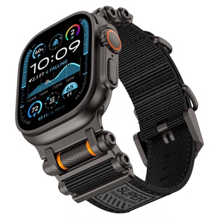 适用苹果AppleWatch表带Ultra3代2幸运齿轮解压iWatchS10手表s9运动S10尼龙s7改装S8高级s11男女替换腕带夏季