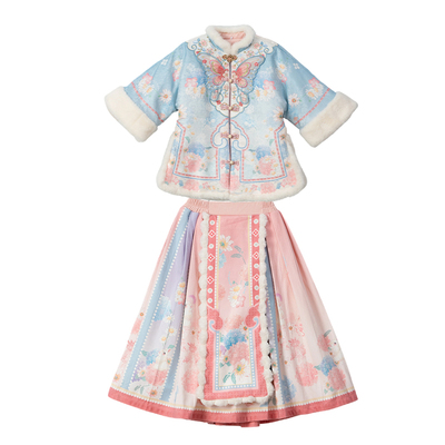 汉服女童冬款2025新款儿童新中式国风仙气中长款拜年服套装格格服