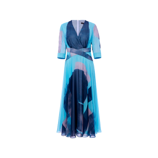 【水漾蓝语】MARYLING玛俪琳夏季新品V领乔其印花连衣裙