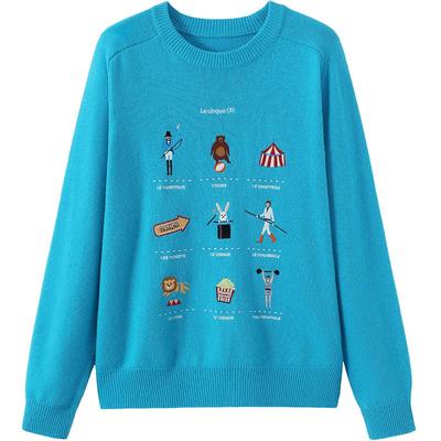 有兰马戏团绣花羊毛衫