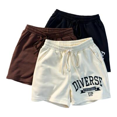 复古潮牌美式重磅刺绣字母运动健身短裤男宽松抽绳篮球休闲四分裤