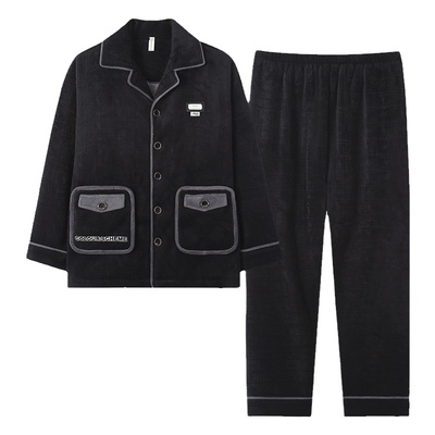 浪莎珊瑚绒睡衣男士加厚保暖套装