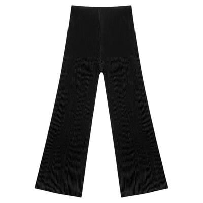 利达NEW DADADA【柔光复刻】黑色条纹褶皱休闲裤女高腰显瘦直筒裤