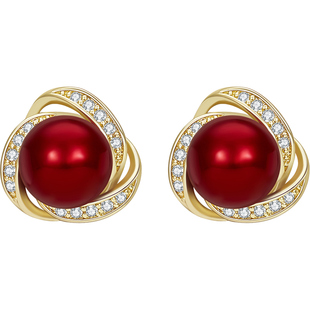 JAY复古红色耳钉女小众过年耳饰轻奢高级感耳环2026新款新年礼物