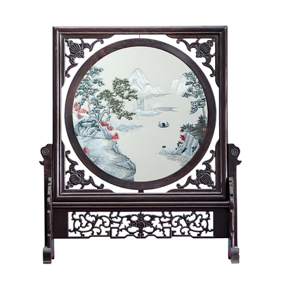 手工双面绣刺绣摆件屏风客厅装饰画苏绣中式工艺品台屏礼品礼物