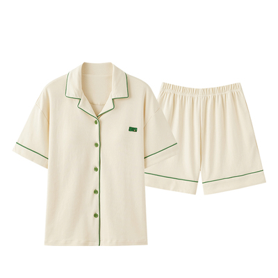 新款纯棉夏季短袖短裤家居服套装