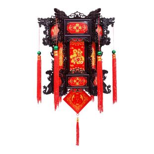 2026新款仿古宫灯中式七彩led旋转灯笼大门口一对结婚乔迁走马灯