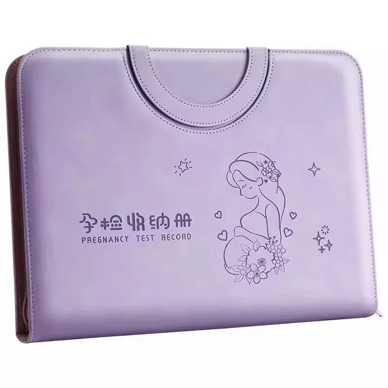 产检收纳册皮面手提包孕妇检查册