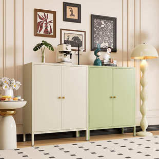 适合放阳台的储物柜成品铁艺餐边柜带门金属框架衣柜多层