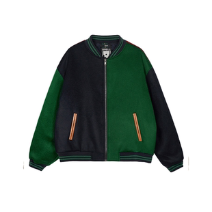 SPELLEDIT2025冬季新品拼色棒球外套宽松休闲运动复古百搭上衣女