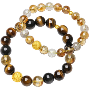 周六福黄金5d硬金手串情侣款定价金禄手串招财春节送情人节礼物