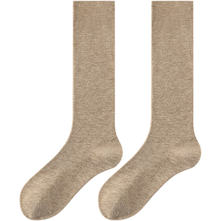 羊毛小腿袜子女款春秋季高筒保暖过膝袜防滑不掉筒长筒袜配乐福鞋