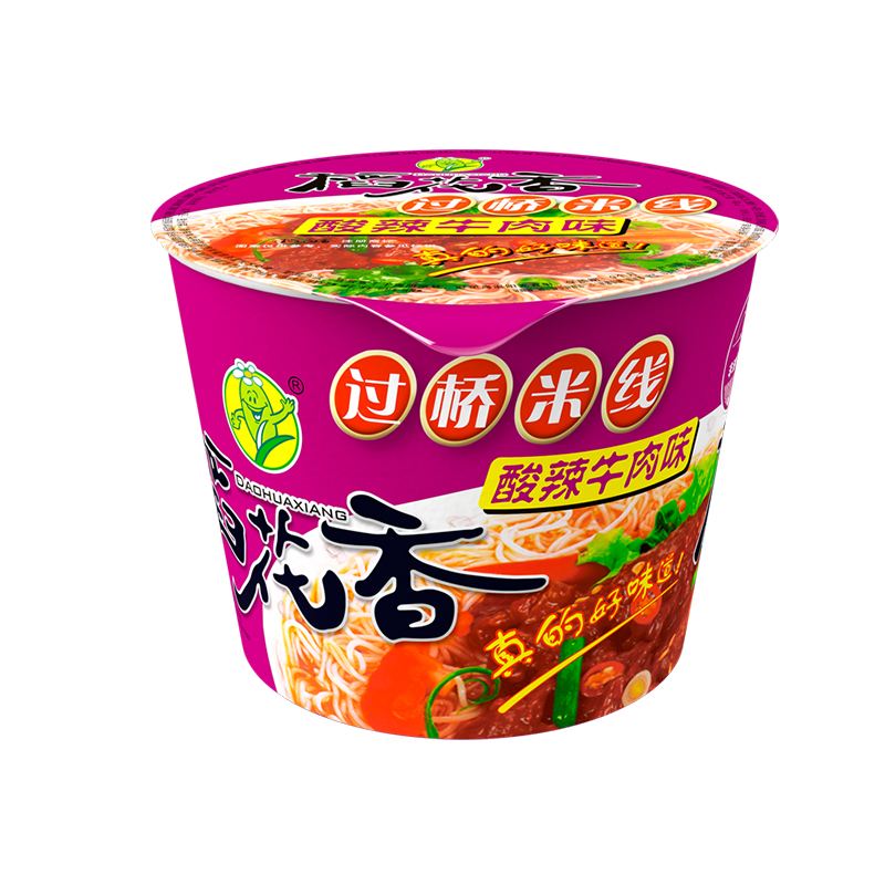 稻花香過橋米線米粉方便粉絲酸辣牛肉非油炸方便面整箱泡面6桶裝