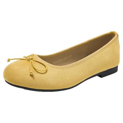 大东官方正品黄色浅口单鞋芭蕾鞋