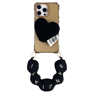 羊羔绒爱心支架+原创挂绳手机壳