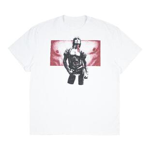 LEONSENSE力上司 胸肌乳环短袖T恤直喷数码印花宽松型白色中性款