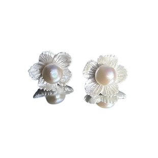 小花无名 黄打屁原创设计珍珠耳环女仙时尚百搭小众新款925耳钉夹