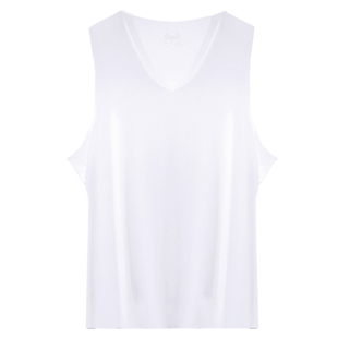 无痕冰丝男士背心内穿夏季打底运动跨栏无袖白色汗衫男式薄款大码