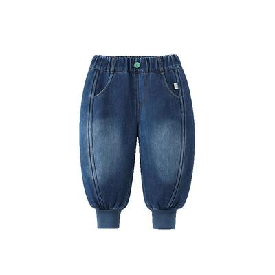 齐齐熊宝宝420g一体绒牛仔裤冬款