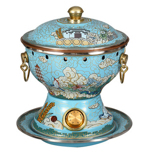 景泰蓝铜火锅加厚纯铜插电铜锅紫铜家用单人电火炉一人一锅小火锅