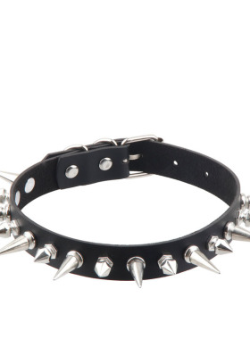 时尚夸张项圈颈链铆钉可调节束缚锁骨链项链潮男COS角色扮演道具