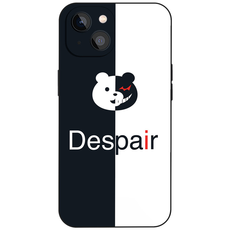 弹丸论破黑白熊对半拼色绝望文字简约动漫周边手机壳适用于iPhone17ProMax苹果16漫迷磨砂硅胶磁吸防摔保护套