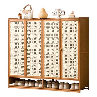 鞋柜家用门口楼道电梯口入户玄关收纳柜一体靠墙2025新款楠竹鞋架