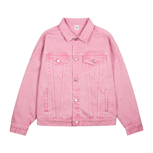 Ravenous秋冬新款粉色基础牛仔夹克宽松休闲甜酷短外套男女潮牌