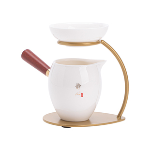 恬静生活羊脂玉懒人支架一体茶漏茶滤陶瓷公道杯带茶隔高档过滤器