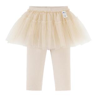 迷你巴拉巴拉女童宝宝裤子春新品棉柔亲肤拼接蕾丝裙摆甜美打底裤