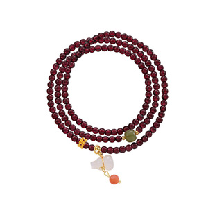 多层叠戴石榴石串珠手链女款轻奢小众精致高级感天然手串2025新款