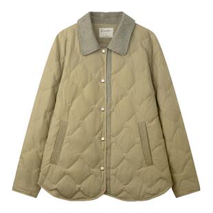 solighter 90白鸭绒菱形格薄款羽绒服女秋冬2025新款显瘦厚外套