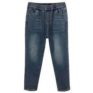 冬季大码胖mm修身显瘦松紧腰加厚加绒保暖小脚牛仔裤铅笔裤女裤子