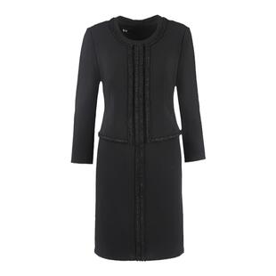 靓诺高级感黑色假两件职业连衣裙春秋款收腰大码修身裙子LL20347A