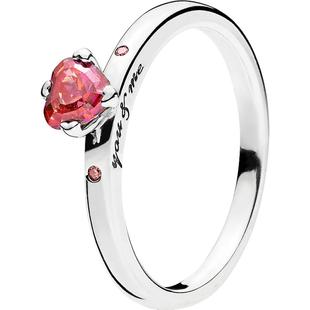 Pandora潘多拉你和我戒指红色爱心单钻浪漫梦幻气质礼物