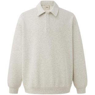 CHINISM丨纯棉针织鱼鳞毛圈polo卫衣男秋季套头男士休闲翻领上衣