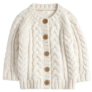 现货英国NEXT女童麻花粗毛衣女宝婴儿白色/红色开衫洋气针织衫冬