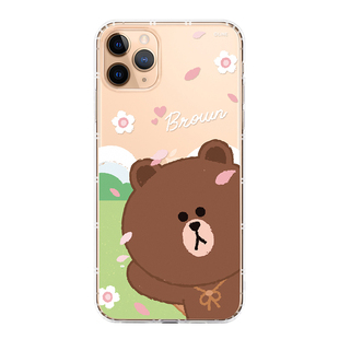 line布朗熊iphone11透明挂绳MAX手机壳苹果PRO防摔MAX全包保护套
