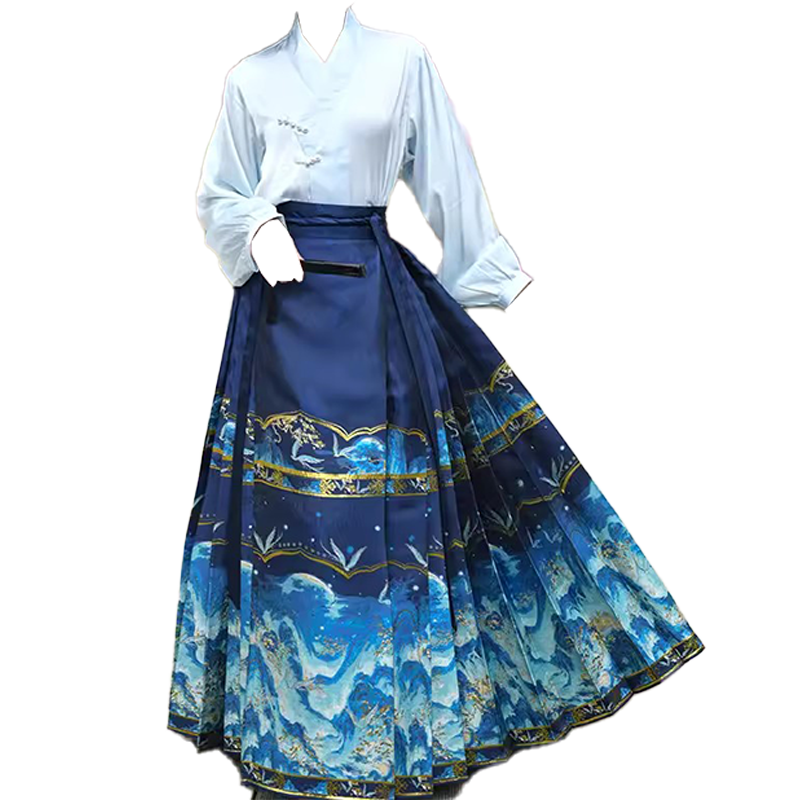 【如梦霓裳 | 天青锦羽】汉服女夏装明制织金马面裙飞机衫国风款