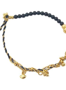 新中式编绳可调节黑绳手链茶壶柿子吊坠叠戴个性百搭