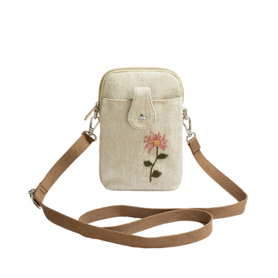 布也民族风手工花多隔层小方包