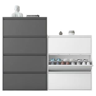 超薄款金属翻斗鞋柜24cm家用入户门口室内多层一体靠墙窄储物鞋架