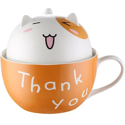 陶瓷泡面碗带盖带盖带把带手柄