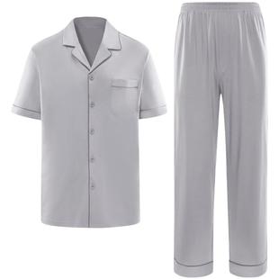 曼妮芬2026春男士舒适纯棉家居服透气轻柔睡衣睡裤翻领男生起居服