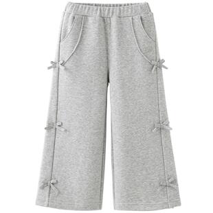 戴维贝拉儿童针织运动裤2026春装新款女童中大童长裤休闲裤子童装