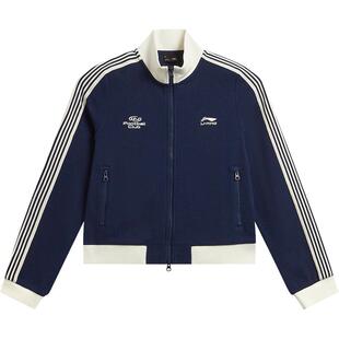 李宁华夫格外套女士春季2026新款修身球迷风上衣拉链卫衣女运动服